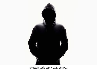 Man in Hood silhouette. Boy in a hooded sweatshirt. Isolate - Shutterstock ID 2157269003