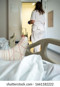 Man Hospital Bed Broken Leg Attended Stock Photo (Edit Now) 1661182222