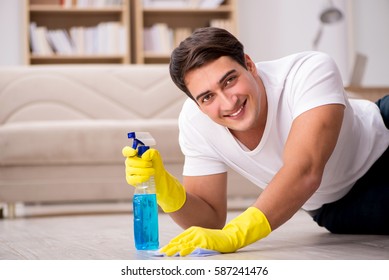 Similar Images, Stock Photos & Vectors of Smiling young maid cleaning ...