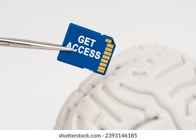 A man inserts a memory card into his brain with the inscription - Get Access. Business and technology concept. - Powered by Shutterstock - Get 15% off with code: PIKWIZARD15