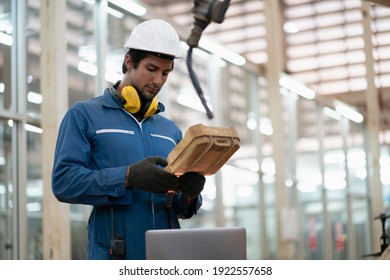 Man inspector manager engineering concept. Inspection technician, factory , inspection of the machine condition in the factory. Inspection by technicians, industrial business, production machinery