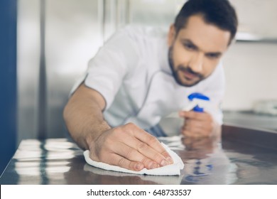 Man Japanese Restaurant Chef Working In The Kitchen