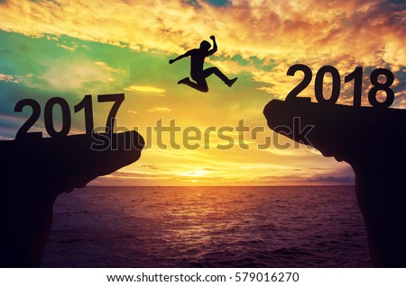 A man jump between 2017 and 2018 years.