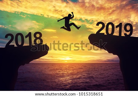 Man jump between 2018 and 2019 years.
