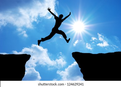 Man jump through the gap. Element of design. - Powered by Shutterstock