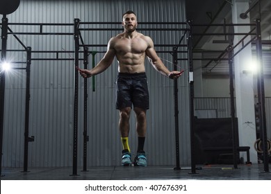 Man Jumping Rope At The Gym