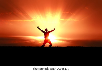 Man Jumping in Sun Rays