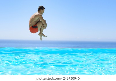  Man Jumping In Swimming Pool