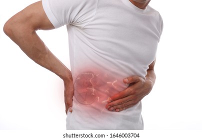 Man with Kidneys pain, urolithiasis disease - Shutterstock ID 1646003704