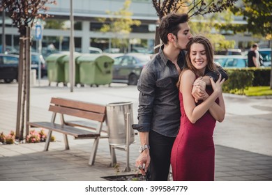 Man Kissing His Girlfriend Head While Foto Stok 399584779 | Shutterstock