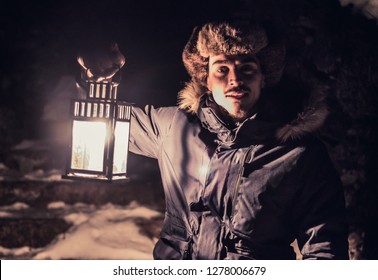 man with lantern