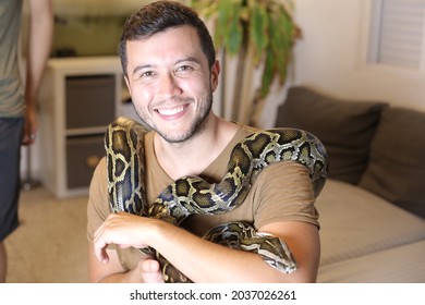 Man Large Burmese Python Home Stock Photo 2037026261 | Shutterstock