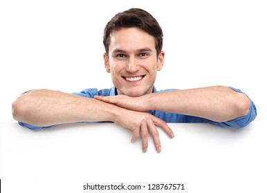 Man Leaning On Whiteboard