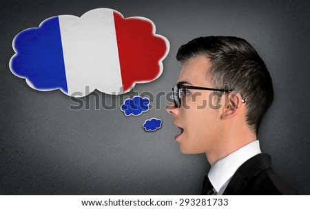 Man learn speaking french in bubble