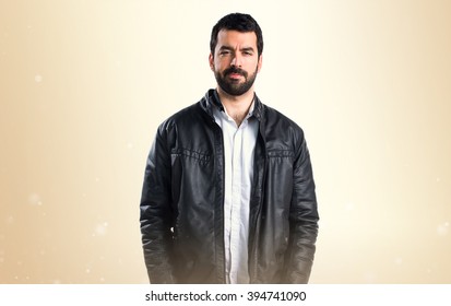 Man with leather jacket