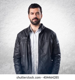 Man with leather jacket