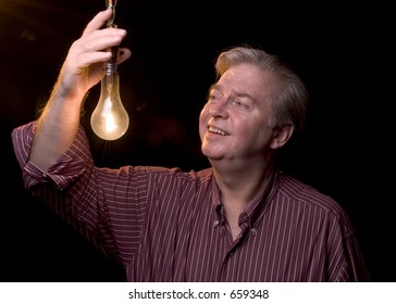 Man and lightbulb
