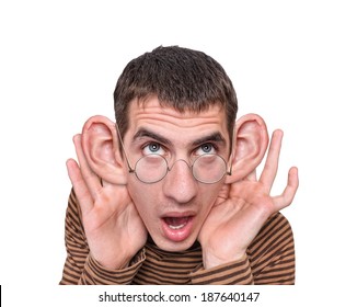 Man listening with big ears