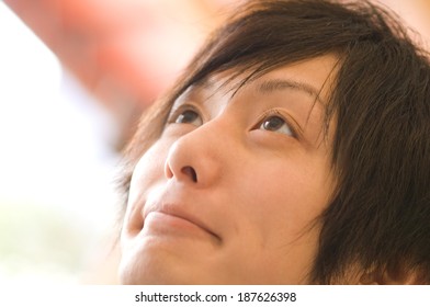 man looking up