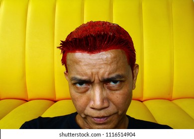 A Man Looking At Camera, Red Hair Dye