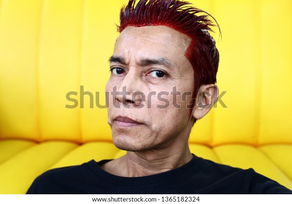 Man Looking Camera Red Hair Dye Stock Photo Edit Now