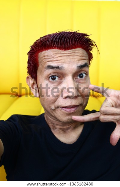 Man Looking Camera Red Hair Dye Stock Photo Edit Now