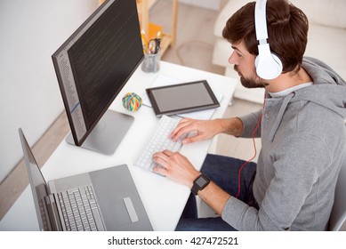 Man looking at the computer