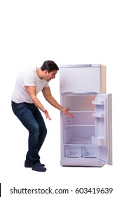 Man Looking For Food In Empty Fridge