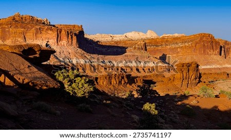 Man looking at Sunset Point.  Capitol Reef National Park, Utah, USA