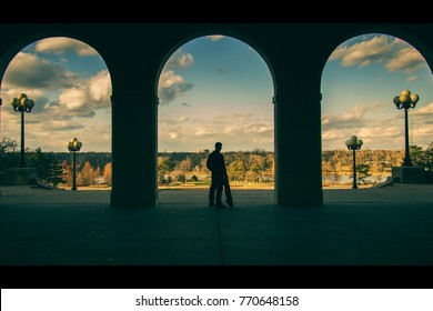 Man Looking At View Of Forest Park