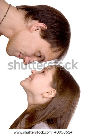 Similar – Man and woman face each other