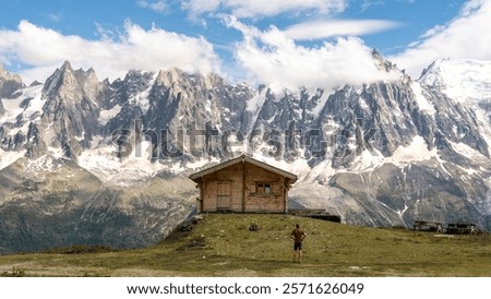 Similar – Image, Stock Photo Mountain hut in front of peak in low lying clouds