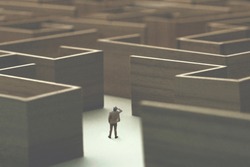Man Lost In A Complex Maze, Surreal Concept