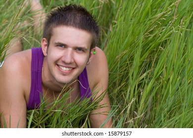 Man lying in grass