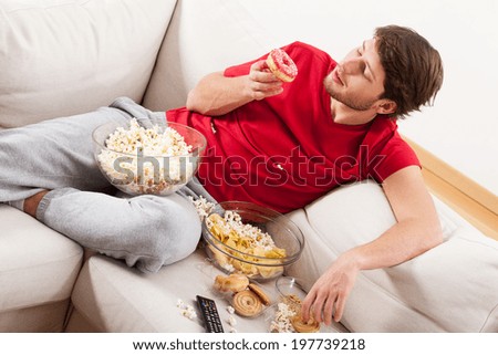 Similar – Image, Stock Photo man and donut Food Dessert