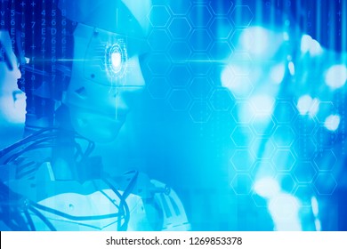 man and machine  concept background