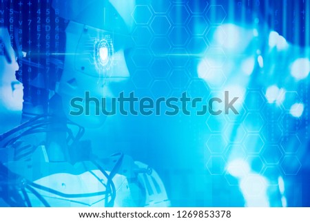 man and machine  concept background