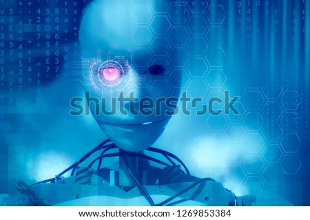 man and machine  concept background