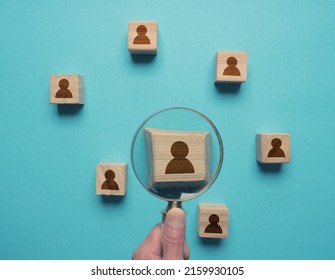 Man With Magnifying Glass Searches For The Ideal Employee, Job Search, Employee Search, Labor Market