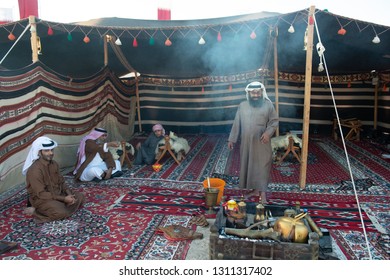 Man Makes Traditional Arabic Coffee, Doha, Qatar, December 20, 2014