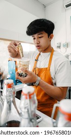 A Man Is Making Boba Tea                         