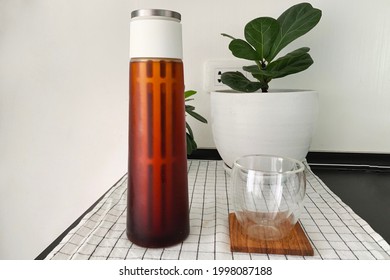 A Man Making Cold Brew Coffee At Home