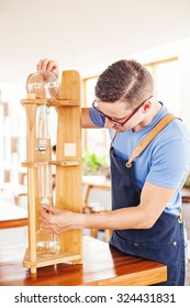 Man Making Cold Brew Coffee With Special Equipment