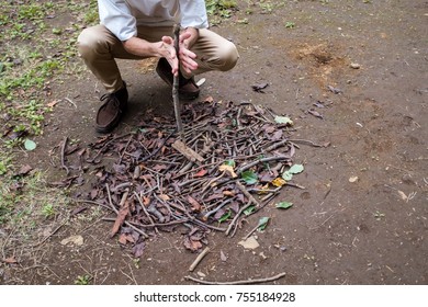 Man making a fire