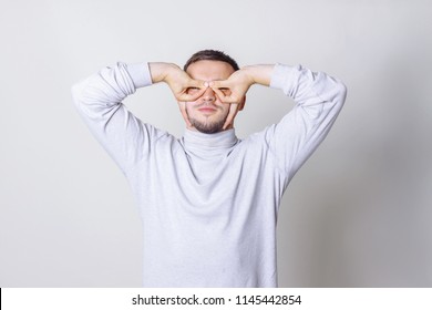 Man Making Mask Hands Looking Through Stock Photo (Edit Now) 1145442854