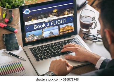 Man Making An Online Flight Reservation