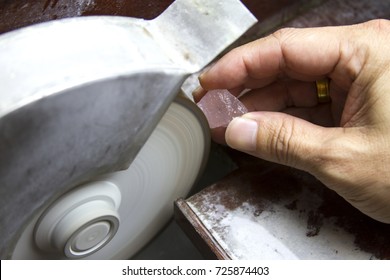 Man Are Making Rose Quartz Gemstone