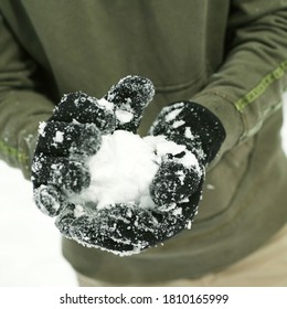 Man Making A Snowball. Conceptual Image Shot