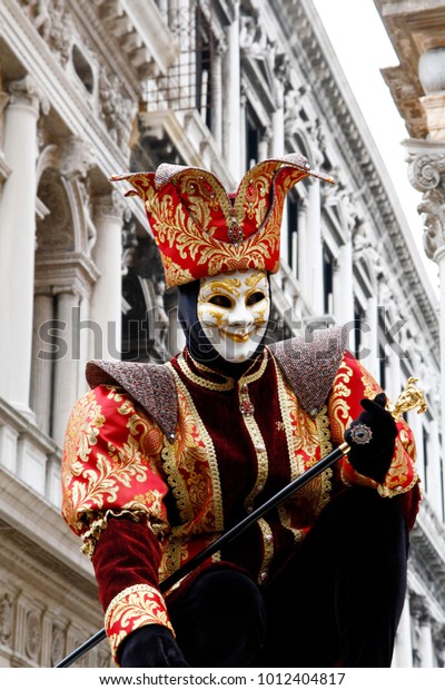 Man Masked Court Jester Venice Carnival Stock Photo (Edit Now) 1012404817