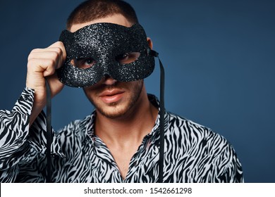 Man In Masquerade Masks With Shirt Zebra Studio Luxury